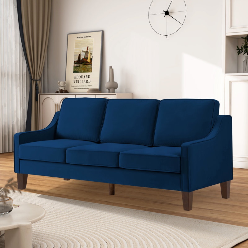 Canapé à accoudoirs carrés CAL117 de 73,97 po Ianula, 100 % polyester bleu
