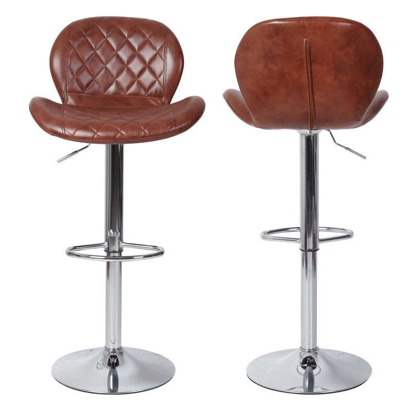 Dondale Swivel Upholstered Adjustable Height Counter Stool with Metal Frame, Brown