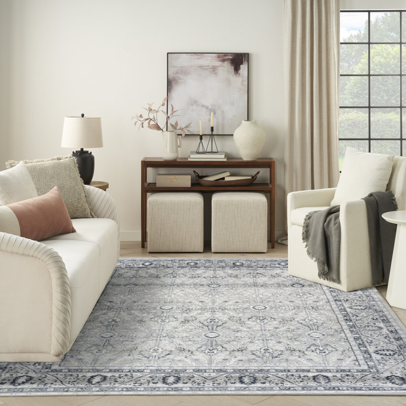 Leuchte 7'10" x 9'10" Grey Navy Vintage Indoor Rug, Rectangle 7'10'' x 9'10''