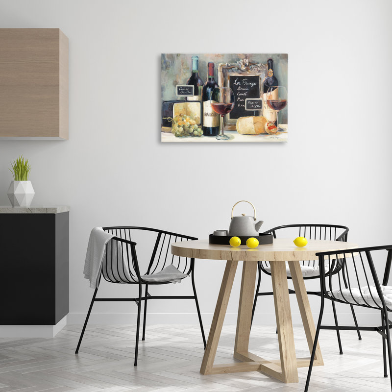 Art sur toile Parisian Wine & Cheese par Marilyn Hageman, H 20 po x l 30 po