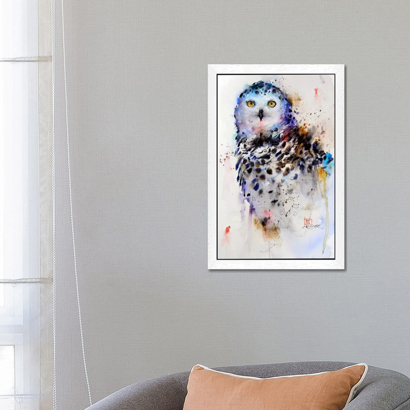 Owl 1 Piece Wall Art on Canvas, 66.04 cm H x 45.72 cm W, White Floater Framed