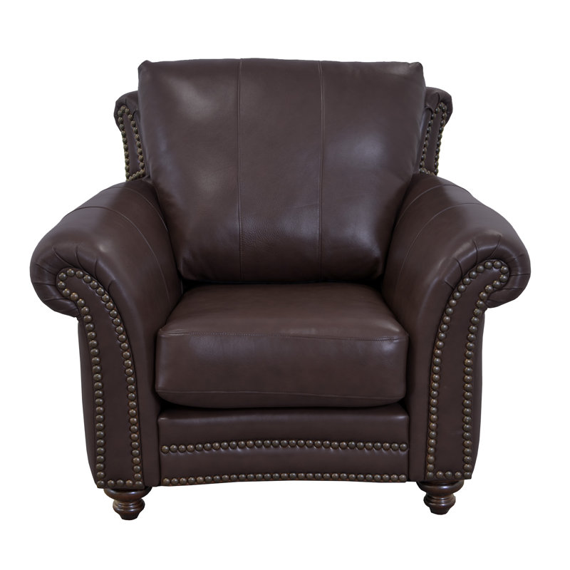 Fauteuil club 46 po Stephie, Cuir véritable espresso Brompton