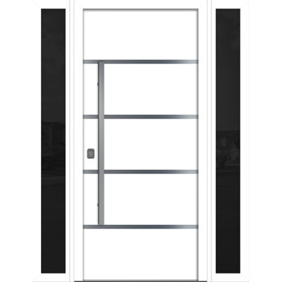 Modern Exterior Entry Steel Door 36in x 80in - Inox S3 with Sidelights