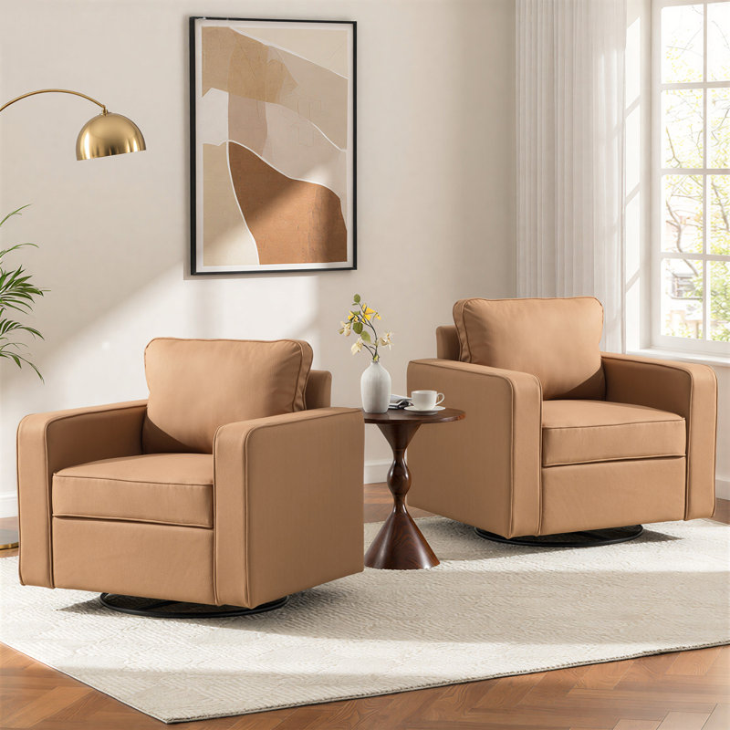 Fauteuil d'appoint pivotant moderne avec rangement de 33,5 po de largeur, Ambre