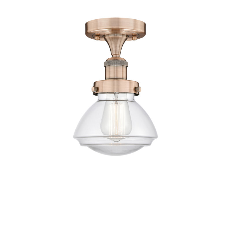 Plafonnier semi-encastré 7 po Almarosa, Transparent, Cuivre antique