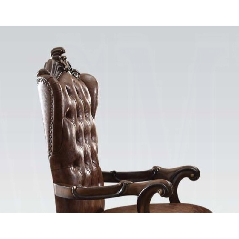 Versailles Executive Swivel Tufted Office Chair, Brown, Cherry
