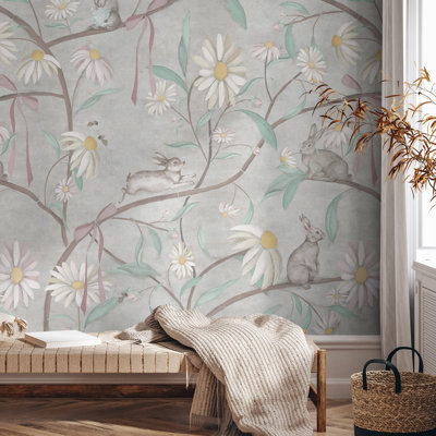 Cottontail Mural Premium Peel & Stick Non-Woven Wallpaper 77.2" X 120"