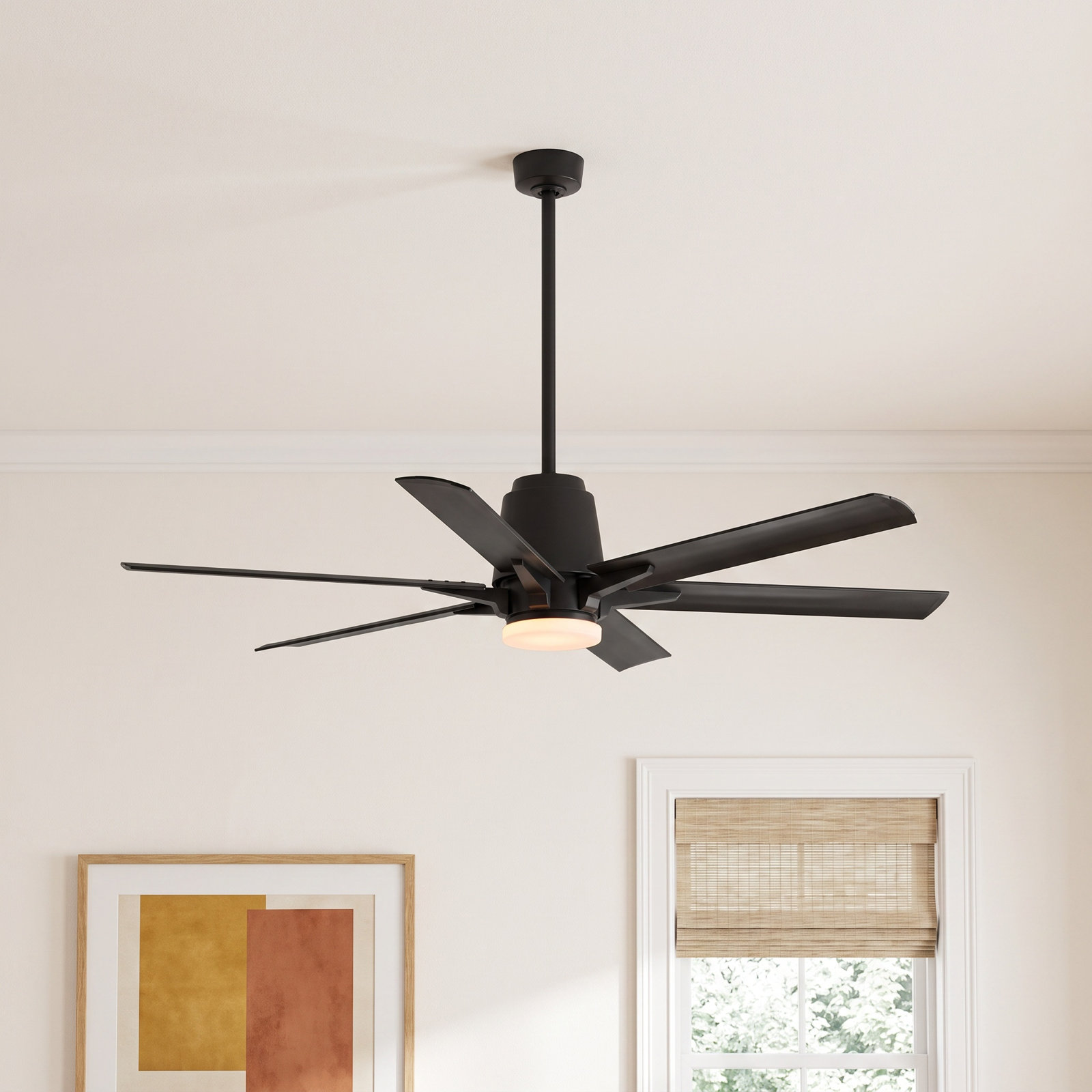 Kiska 60" Ceiling Fan with Light Kit, Black