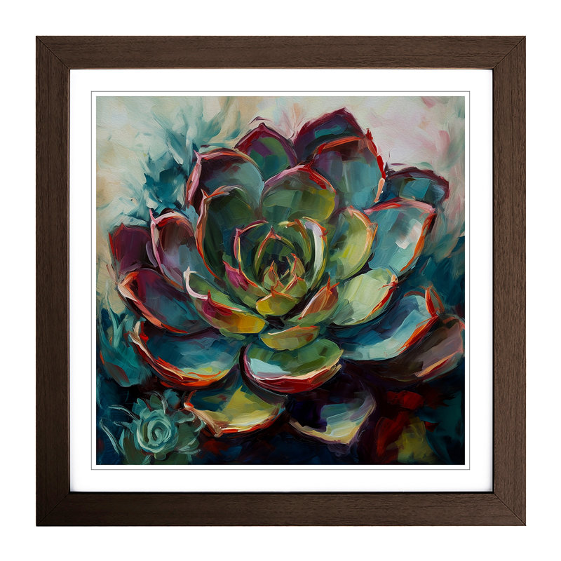 Succulent Expressionism - Framed Print, Walnut
