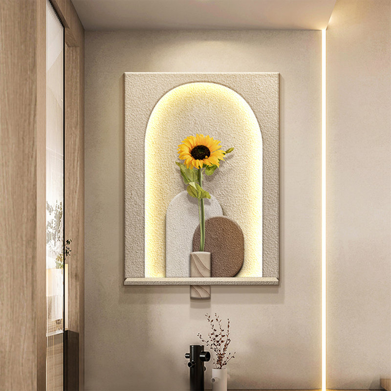 Peinture décorative, simulation de grès, peinture suspendue dans un couloir de plantes vertes, H 29,13 po x l 19,69 po