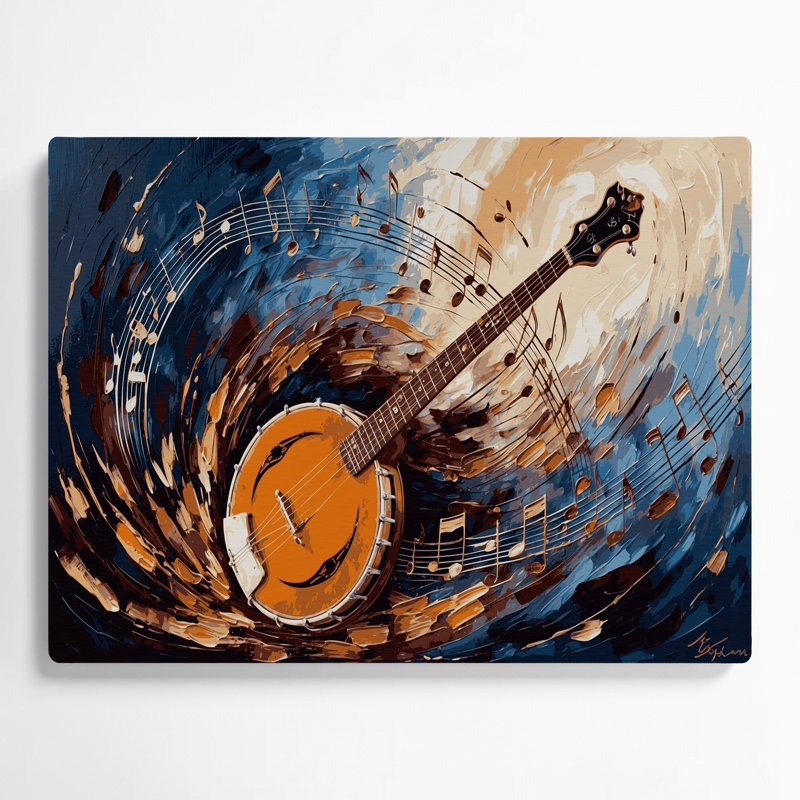 «Music Banjo», art mural en métal mauve, H 8 po x l 10 po