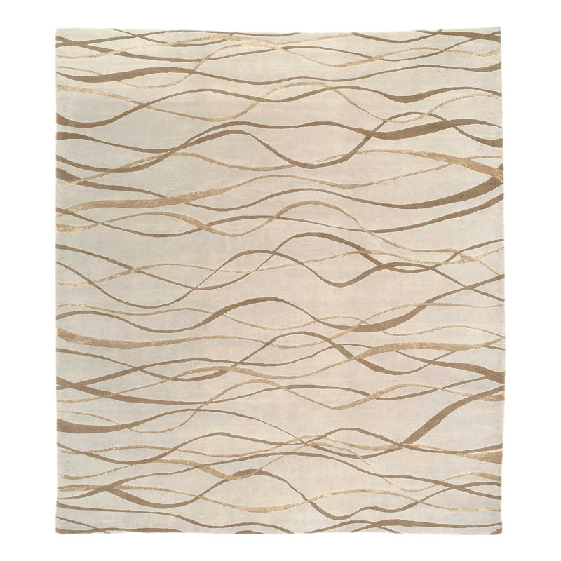 Ripple Abstract Area Rug in Taupe, Rectangle 3' x 5'