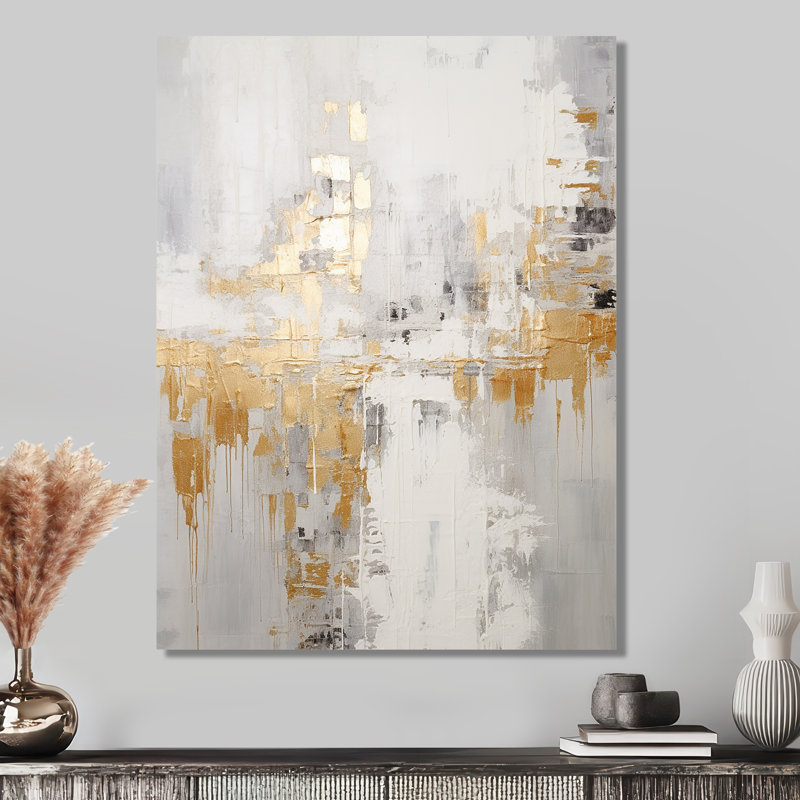 Soleil doré à travers la brume - art mural abstrait, salon, Pas de métal encadré, H 32 po x l 24 po x P 1 po