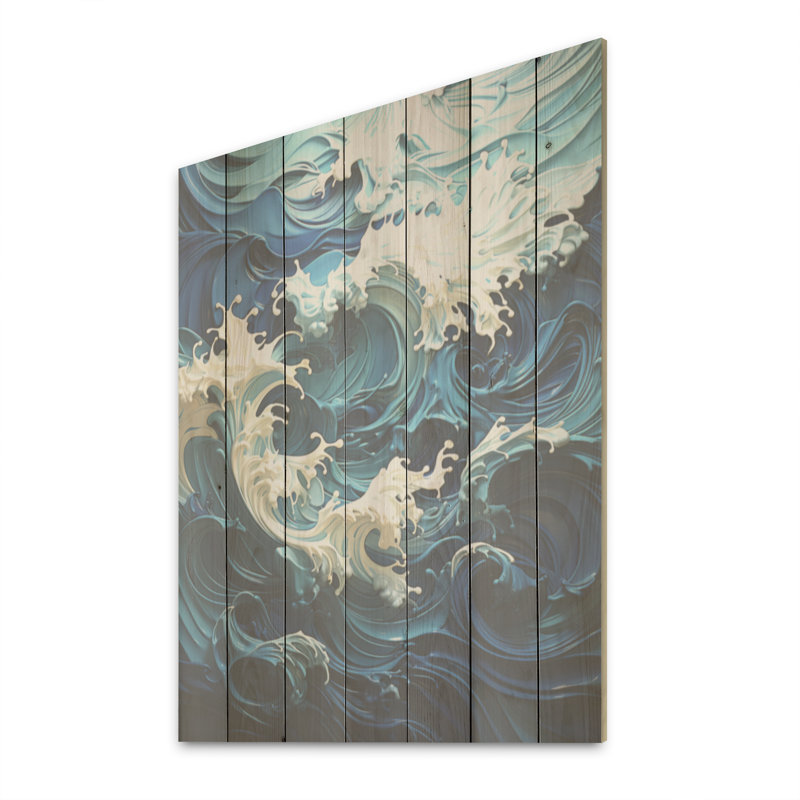 Fantaisie océanique, paysage de rêve I - océan, art sur bois de pin naturel, H 20 po x l 10 po