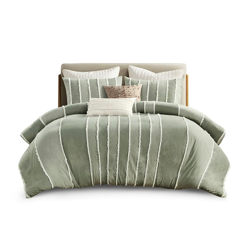 3 Piece Striped Cotton Bedding For King/ King Bedroom With Duvet Cover Made Of 100% Stripes