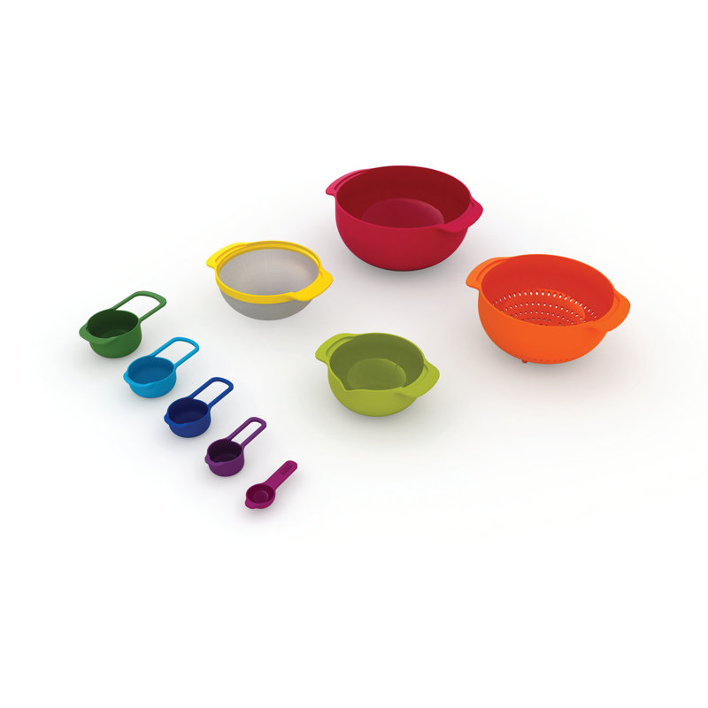 Joseph Joseph Nest 9 Steel-9 piece mixing bowl set, Red