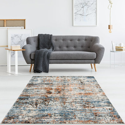 Tapis abstrait 5 x 7 - multicolore, tissé à la machine, velours mi-doux pour les zones à fort trafic, facile à nettoyer avec un aspirateur ou des outils de repérage de l 5 pi 3 po x L 7 pi, aspect multicolore, zones à circulation élevée