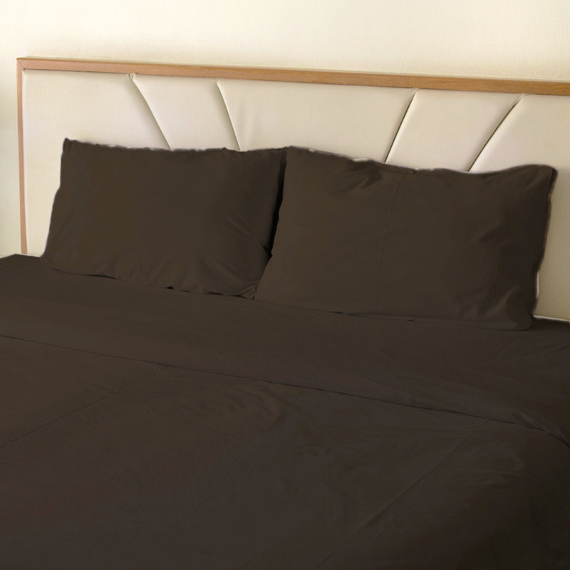 Ensemble de draps en micro-fibre, Brun, Ensemble de drap pour lit très grand avec drap-ho