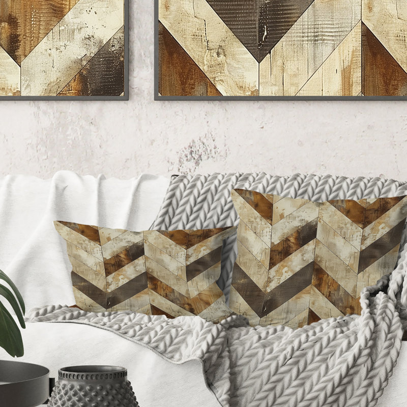 Coussin décoratif crème à motif de chevrons crème, H 18 po x H 18 po