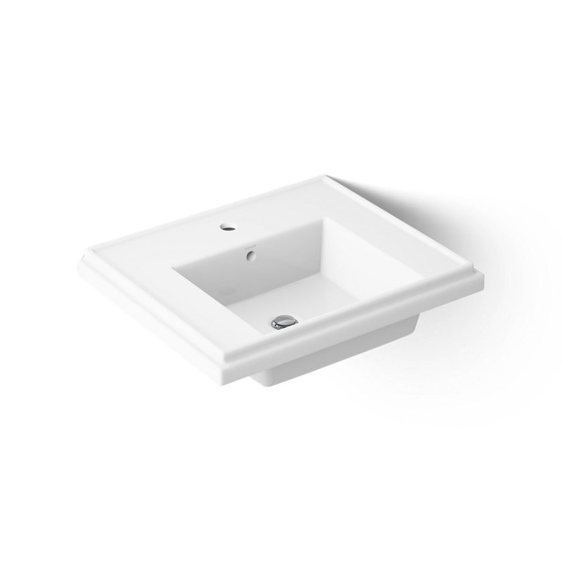 Tresham® Ceramic 24" Pedestal Bathroom Sink with Overflow, Single Hole Faucet, White