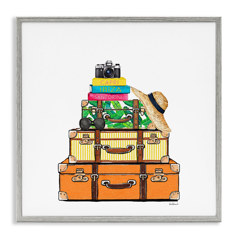 Valises de voyage et estampe numérique encadrée par Amanda Greenwood, Giclée de ferme grise encadrée, H 24 po x l 24 po