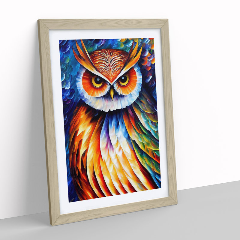 Portrait of a Long Eared Owl No.10 1 Piece Single Picture Frame Painting, 64cm H x 46cm W x 2cm D, Oak Framed