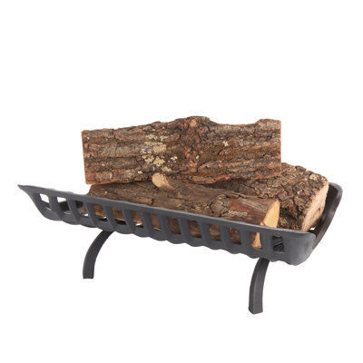 24" Heavy-Duty Cast Iron Fireplace Grate with 2 ½" Clearance