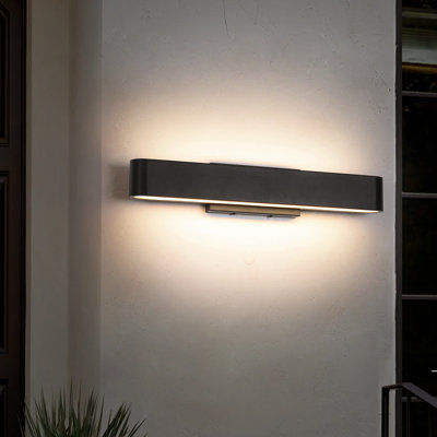 Modern Black Dimmable Rectangle Long Linear Outdoor Wall Sconce