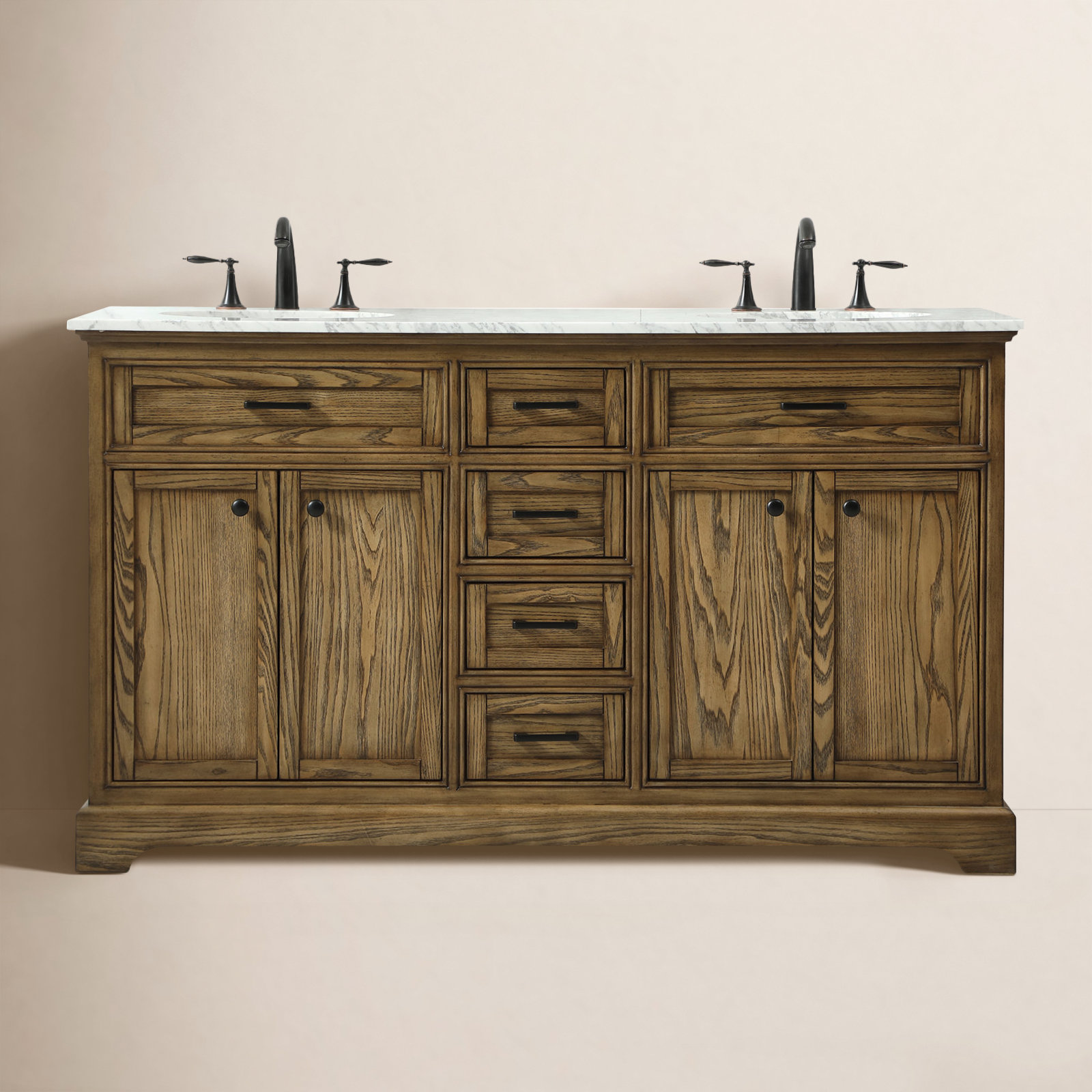 Hermes 60'' Double Bathroom Vanity, Driftwood
