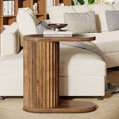 Narrow Fluted C-shaped End Table