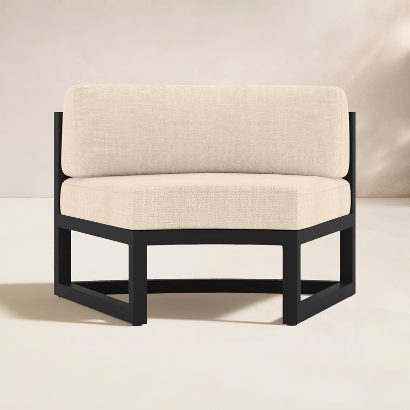 Smith Outdoor Armless Lounge Chair with Sunbrella® Cushions, Spectrum Peacock Sunbrella® Plainweave, Black