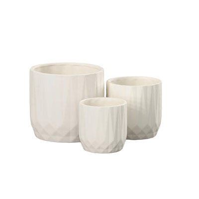 Pot rond en céramique blanc mat