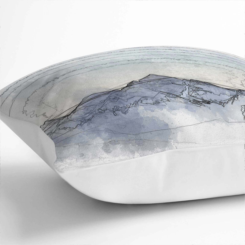Moody Mountain in Austria Cushion with Filling, 40cm H x 40cm W x 15cm D, White