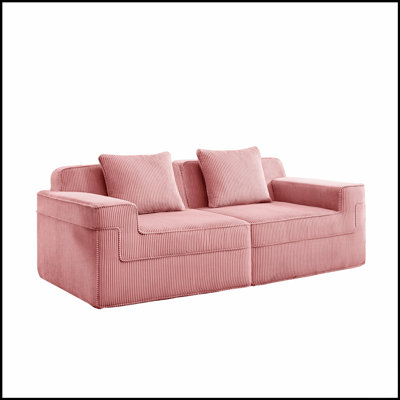 Canapé modulaire à 2 places sans siège, canapé modulaire Cloud avec assise profonde, tissu en velours côtelé moelleux pour la vie moderne