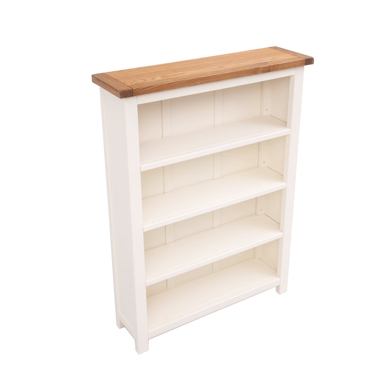 Venice 120cm H Standard Bookcase, (4 Shelves) 120cm H x 89cm W x 25cm D, White/Dark Top