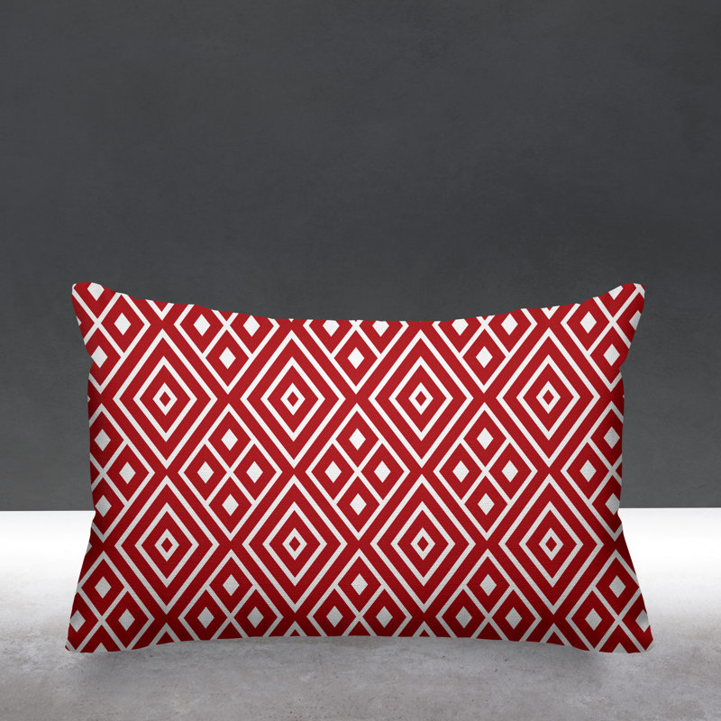 Nina Geometric Outdoor Reversible Throw Pillow, Red