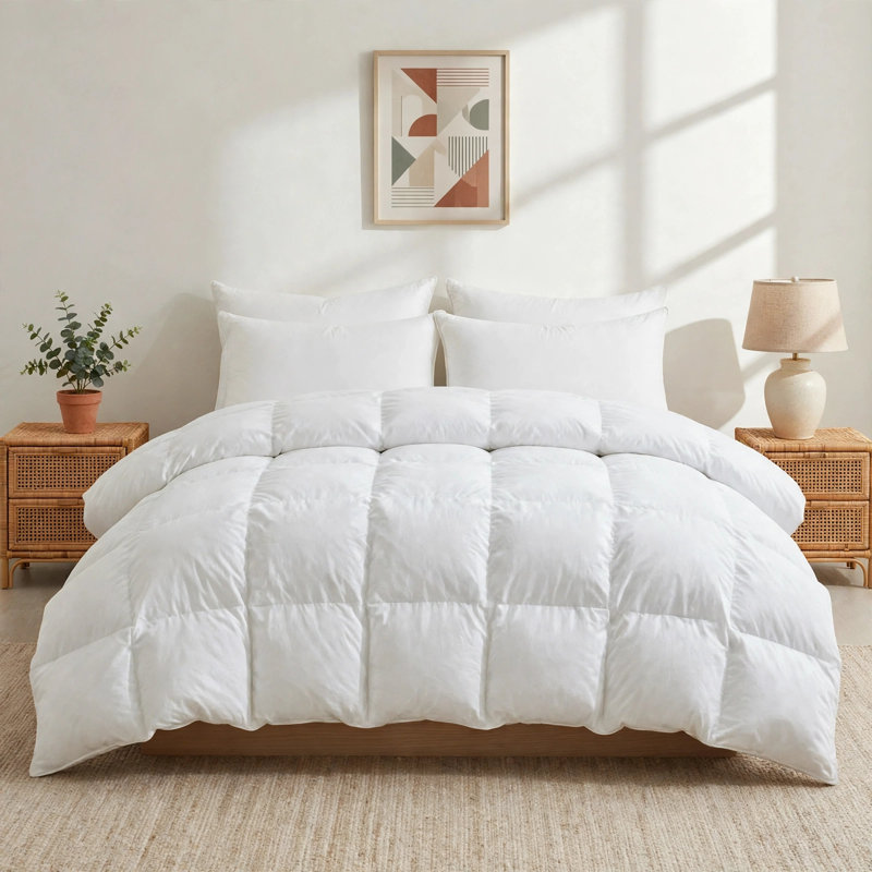 All Season Duvet Insert - 100% Cotton Shell Goose Feather Down Comforter with 8 corner tabs, King