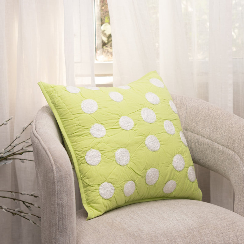 Iman Polka Dots Cotton Throw Pillow, Lime