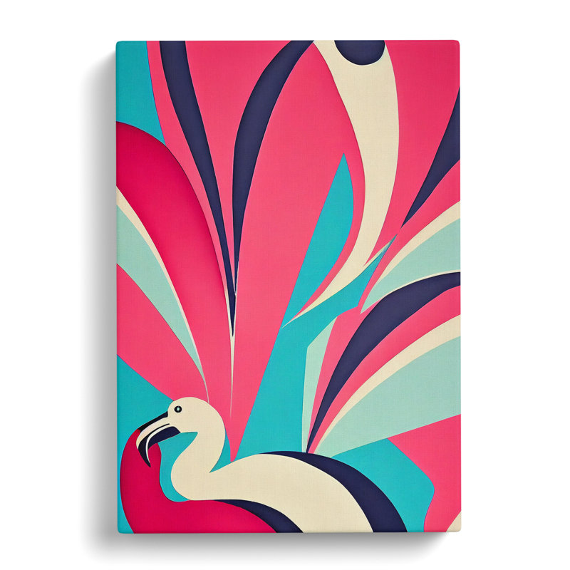 Flamingo In Abstract No.2 - Wrapped Canvas, 50cm H x 35cm W x 3cm D