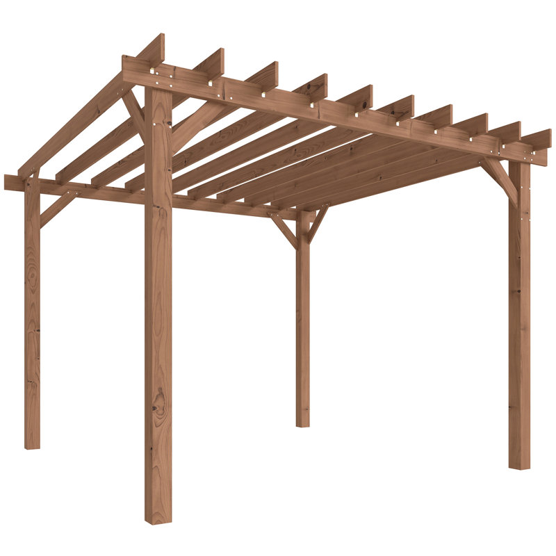 Outsunny 3x3 m Wooden Pergola Kit w/Triangle Supports, 224cm H x 300cm W x 300cm D