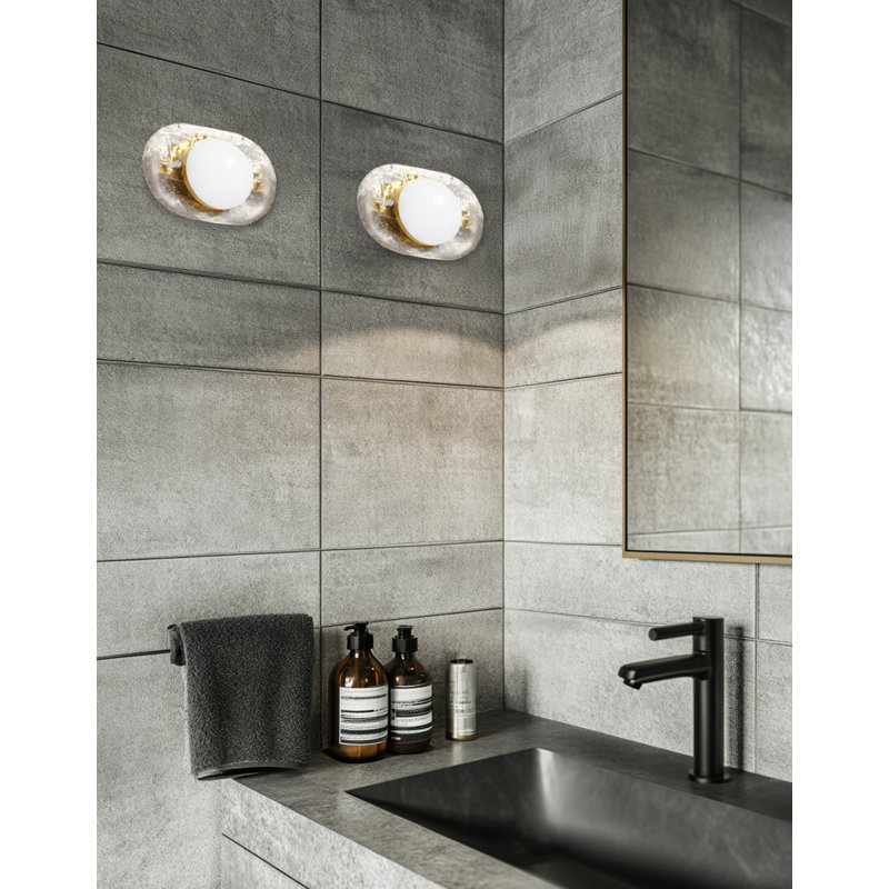 Applique murale Viviann, 10 W, verre transparent, Laiton vieilli
