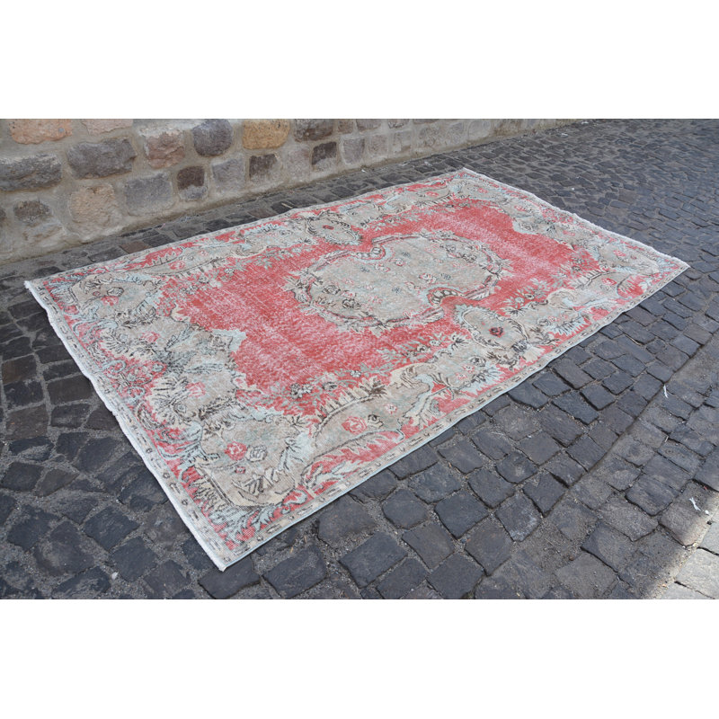 Tapis de 5,6 x 9,6 pi, tapis turcs, tapis rétro, tapis bohème, tapis beige Oushak, tapis tissés à plat