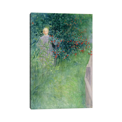 In The Hawthorn Hedge by Carl Larsson - Wrapped Canvas Painting