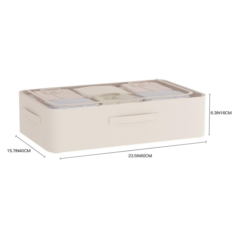 Under Bed Storage Bins Frame Storage Box Oxford Fabric Sturdy Underbed Container Foldable Stackable Large Capacity Clothes Organizer