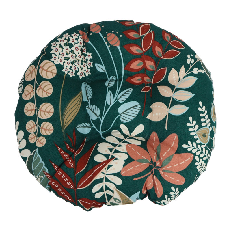 Outdoor 4'' Ottoman Seat Cushion, Green Floral