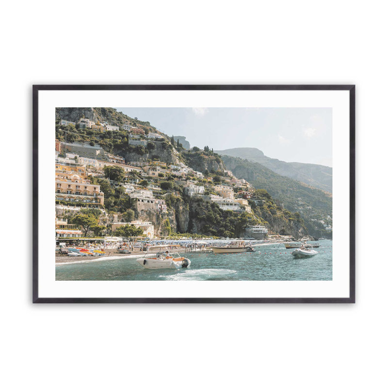 Imprimé nautique Positano, H 17,25 po x l 21,25 po x P 1,25 po, Cadre simple en zinc patiné