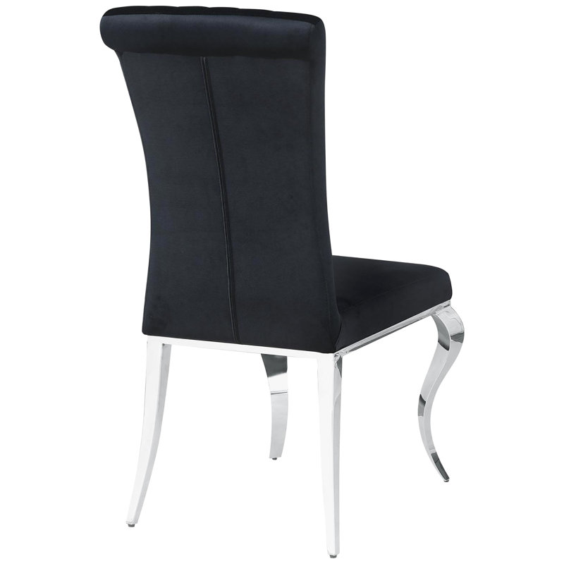 4 chaises d'appoint de salle à manger rembourrées noires - style moderne avec velours confortable et (de 4) cadre contemporain brillant