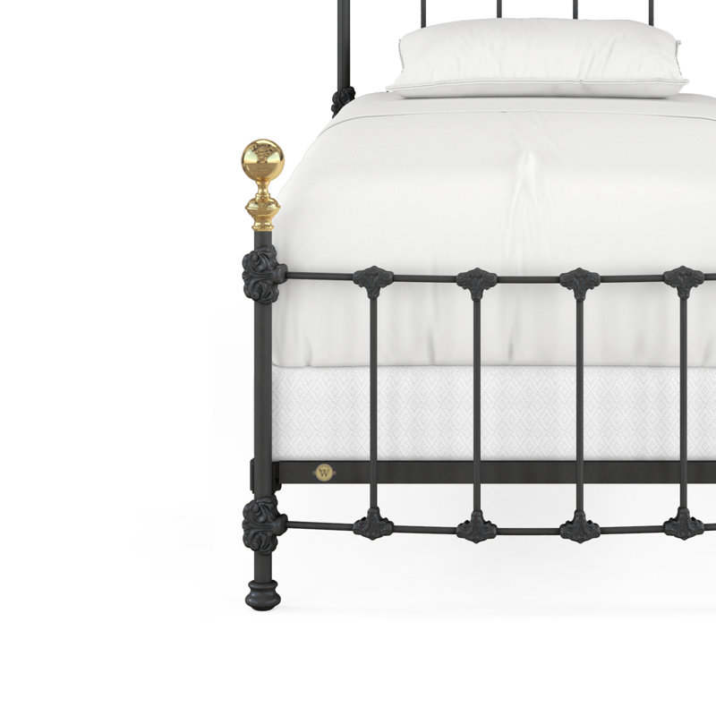 151 Palatial Bed | Complete Standard, Twin, Gloss Off-White/Antique Gold
