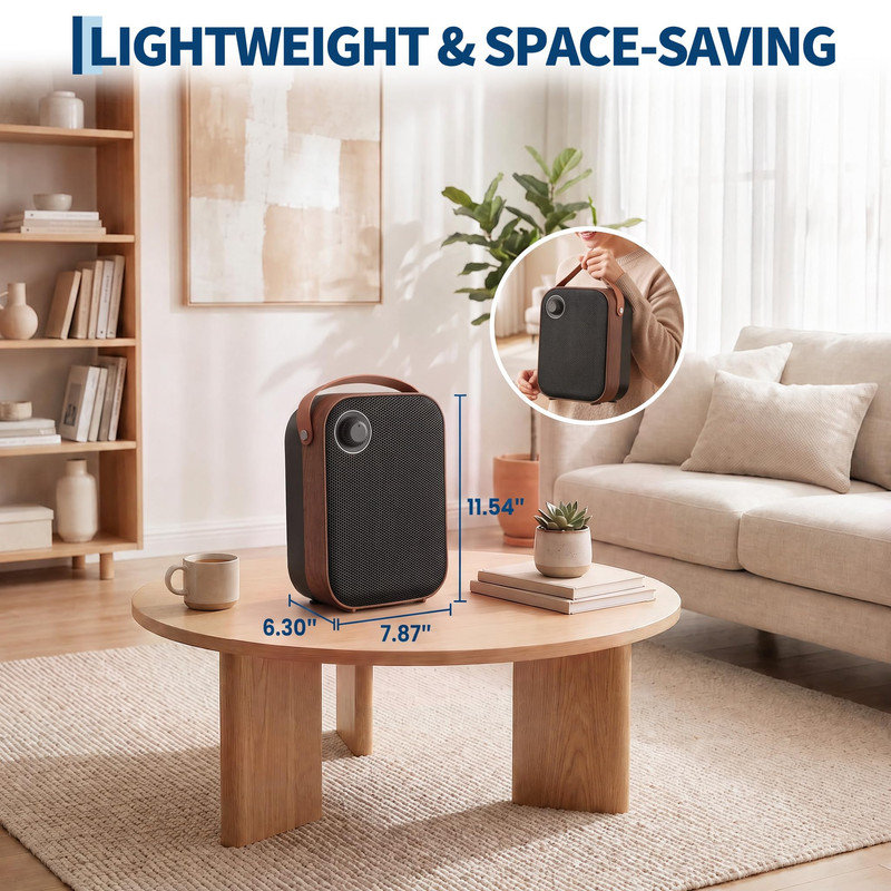 1500W Ceramic Space Heater – Portable Indoor Heater with 2 Heat Settings, Overheat Protection & Tip-Over Shut-Off for Bedroom, Office, Dorm