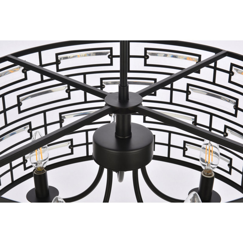 Lustre tambour 5 lumières Sybil, Noir, H 77 po x l 24 po x P 24 po